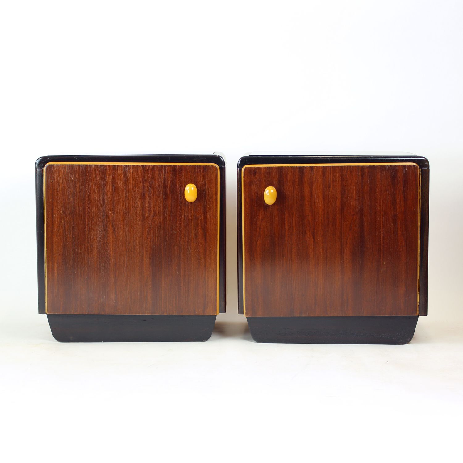 Mid Century Bedside Tables With Glass Tops, Czechoslovakia 1960s photo furniture