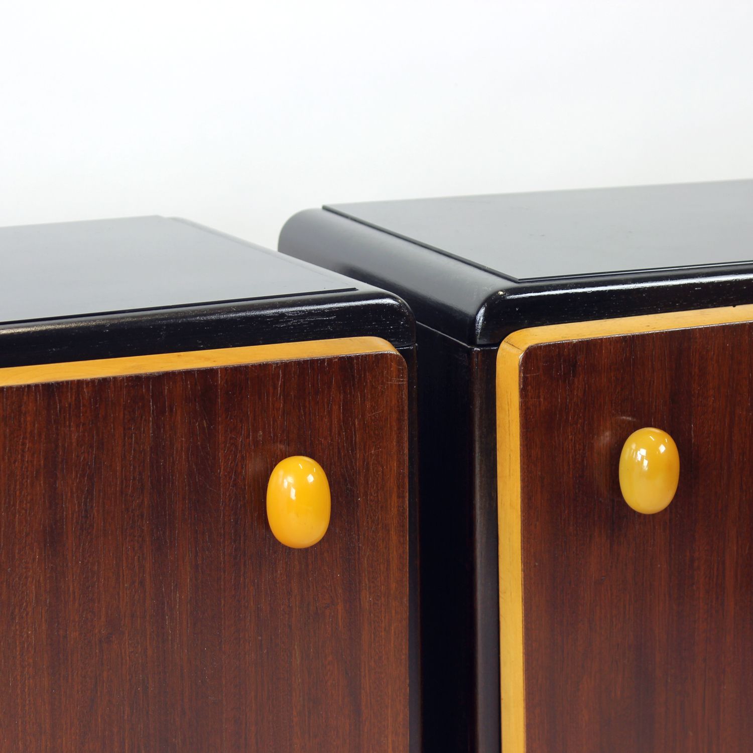 Mid Century Bedside Tables With Glass Tops, Czechoslovakia 1960s photo Furniture