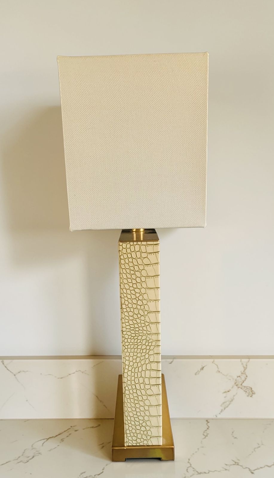 Pair Of Stunning Xl Table Lamps By Safaviah   Cream Gold Green Snakeskin Effect photo furniture