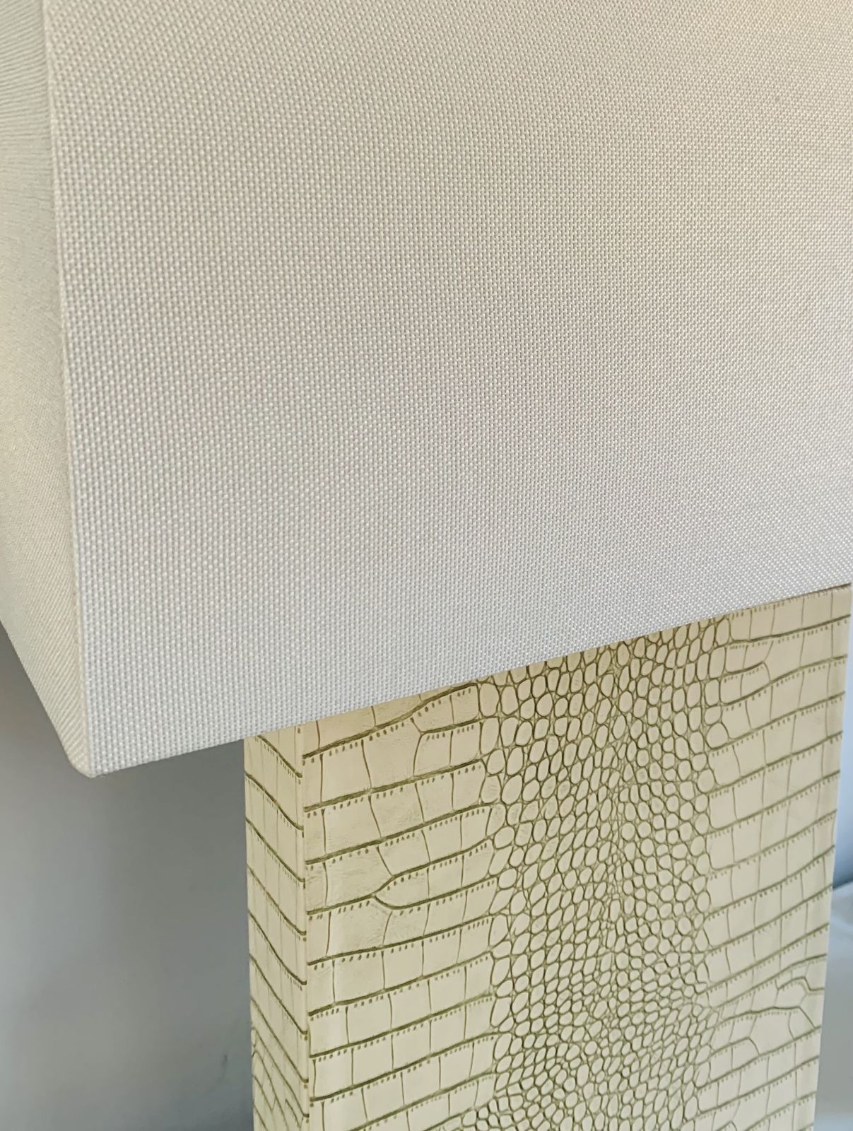 Pair Of Stunning Xl Table Lamps By Safaviah   Cream Gold Green Snakeskin Effect photo for sale