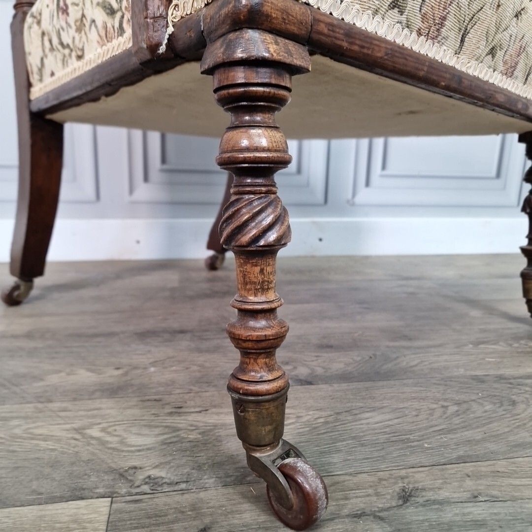 Antique Armchair Barley Twist Chair Upholstered High Back Victorian photo for sale