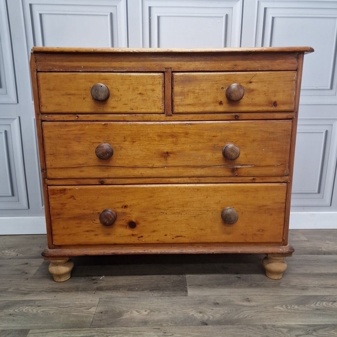 Antique Chest Of Drawers Victorian Solid Pine Rustic Farmhouse Vintage photo vintage