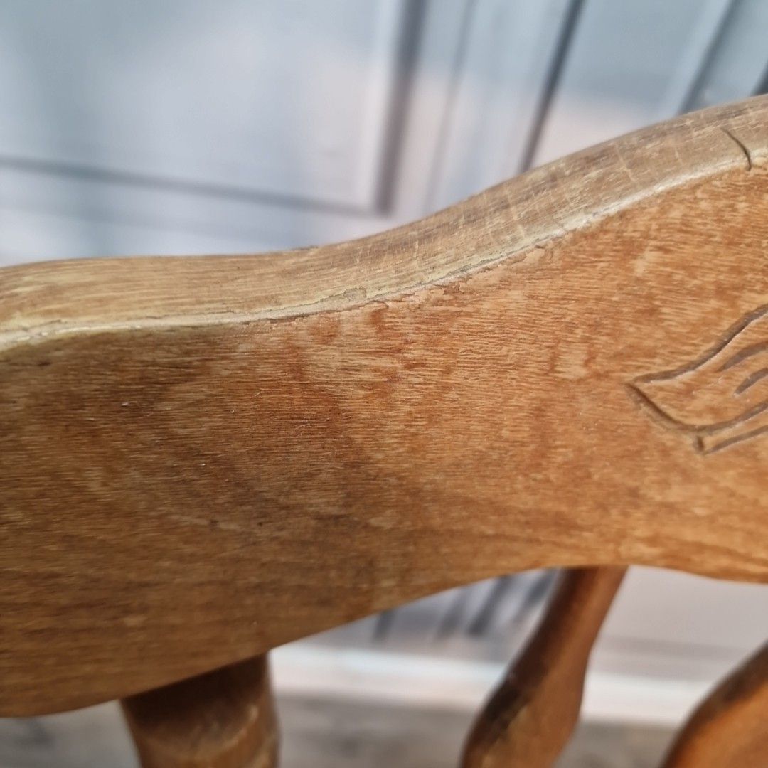 Furniture Vintage Dining Chairs Farmhouse Spindle Back – Pair Carved & Turned Wood Retro photo