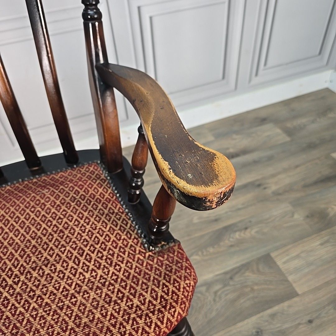 Antique High Back Armchair – Solid Wood Rustic Victorian Chair Farmhouse Country photo buy