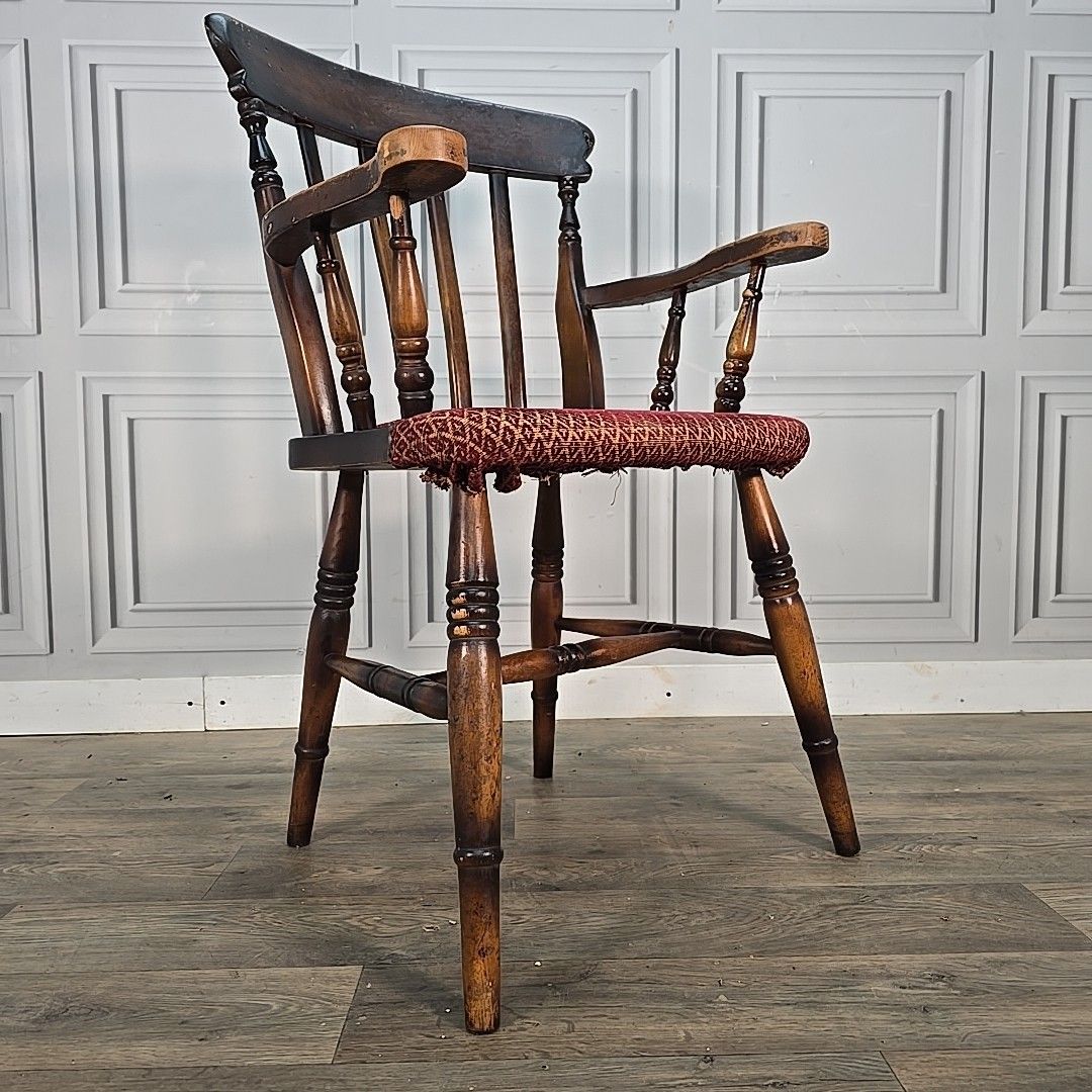 Antique High Back Armchair – Solid Wood Rustic Victorian Chair Farmhouse Country photo furniture