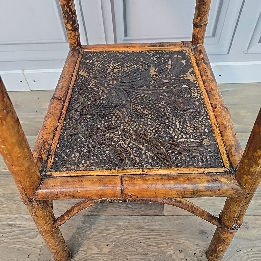 Furniture Antique Tiger Bamboo Table Occasional Aesthetic Japanned Victorian Painted photo