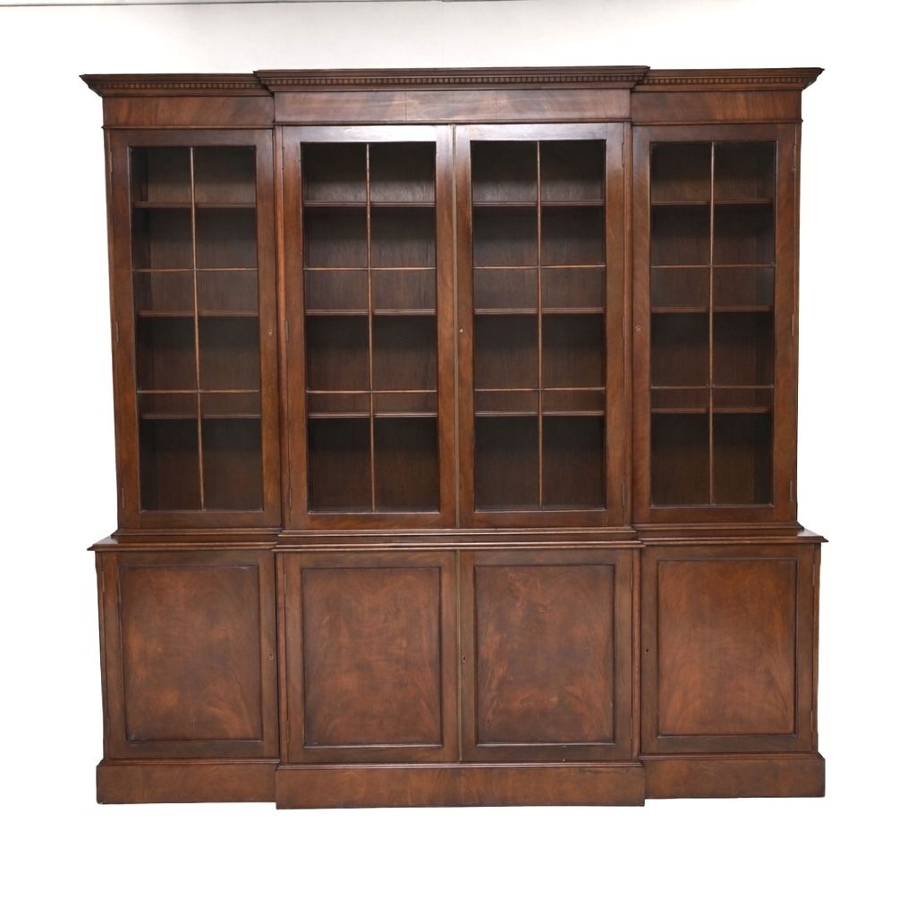 Antique Georgian Style Mahogany Breakfront Bookcase photo furniture