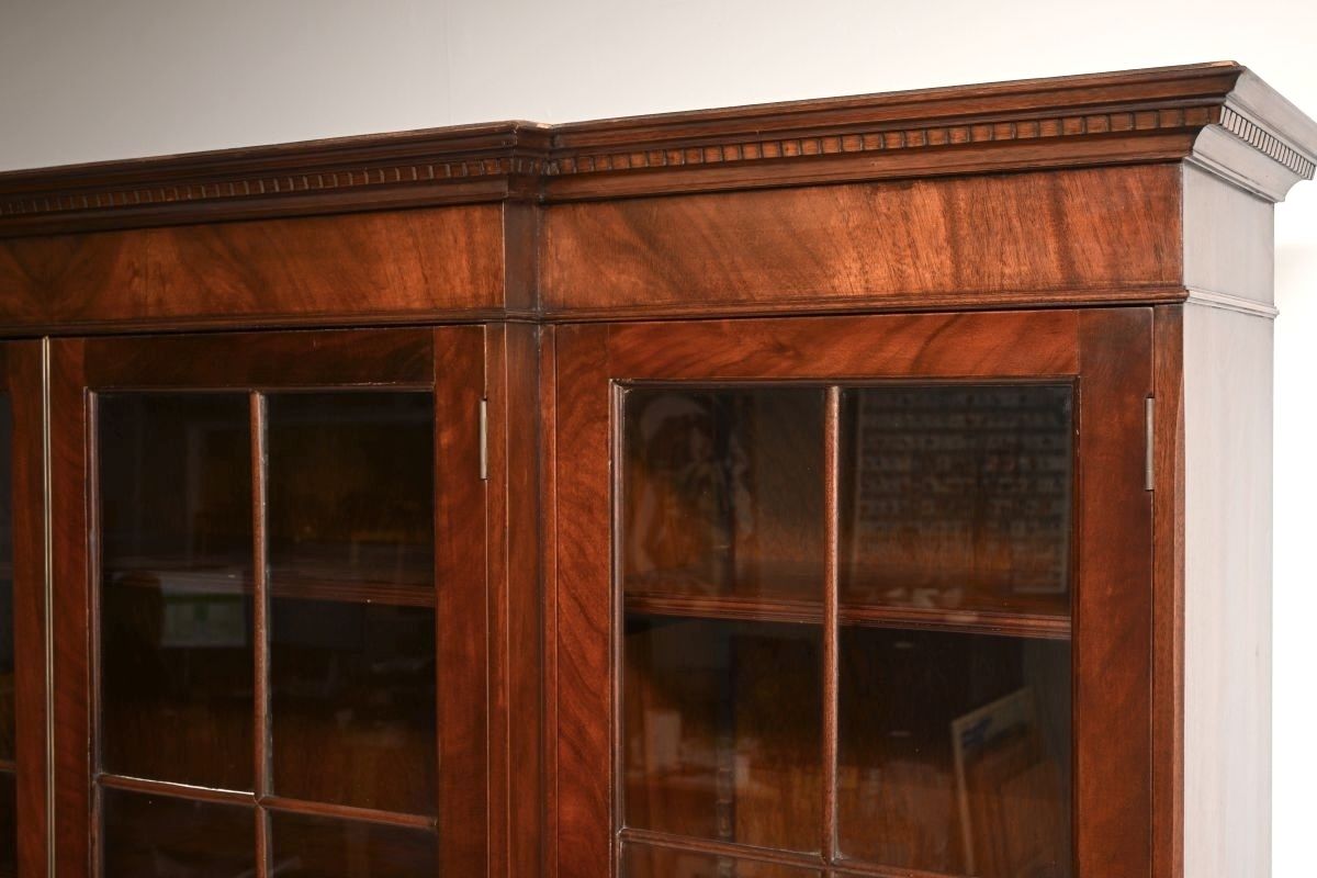 Antique Georgian Style Mahogany Breakfront Bookcase photo buy