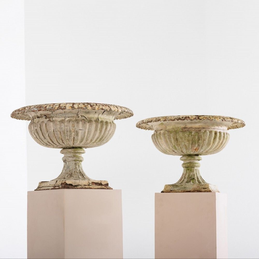 Pair Of 19th Century Cast Iron Urns photo for sale