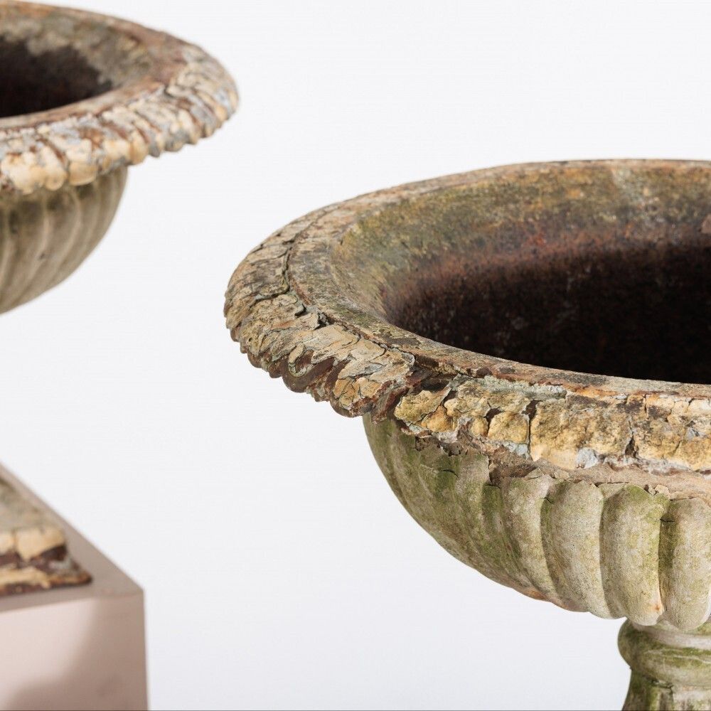 Pair Of 19th Century Cast Iron Urns photo buy