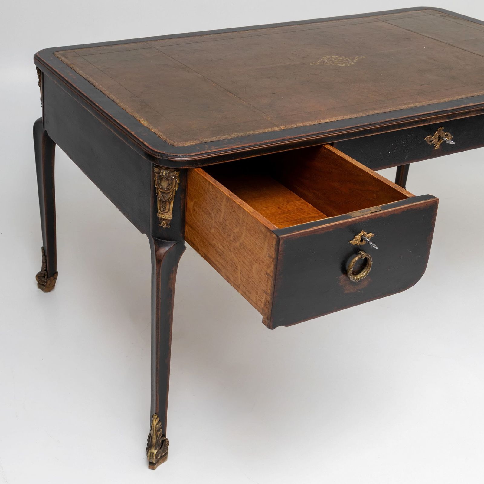 Black Patinated Baroque Style Desk, Early 20th Century photo Furniture