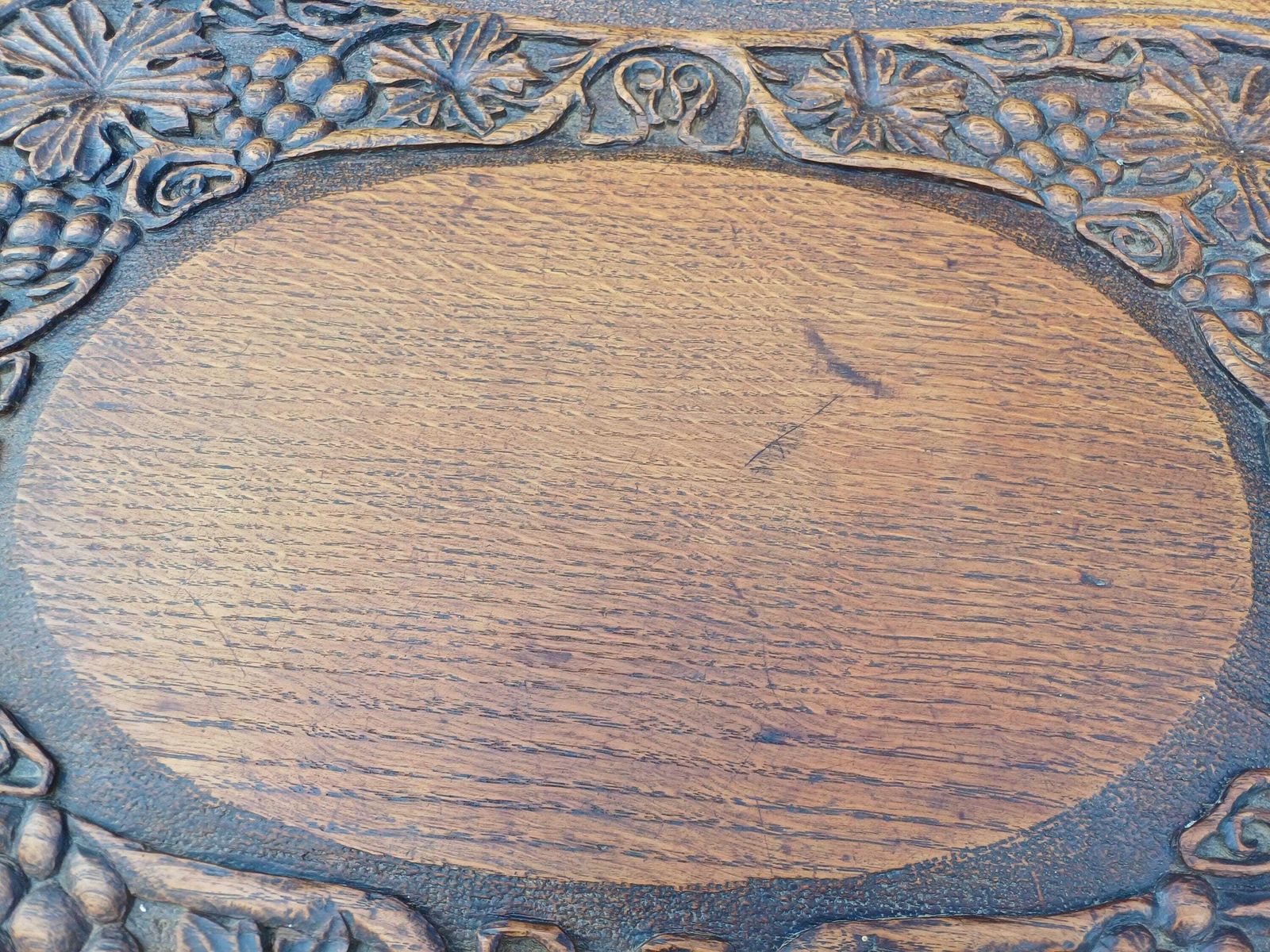 Antique Arts And Crafts Oak Side Table Vintage Hand Carved Floral Oak Occasional Table Early 20th Century photo furniture