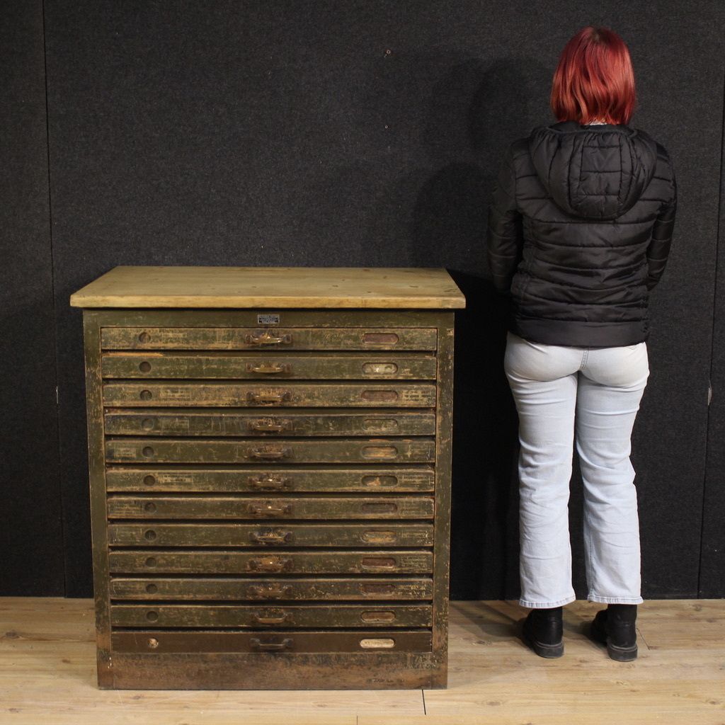 20th Century Woodcut Workshop Chest Of Drawers In Lacquered Wood photo furniture