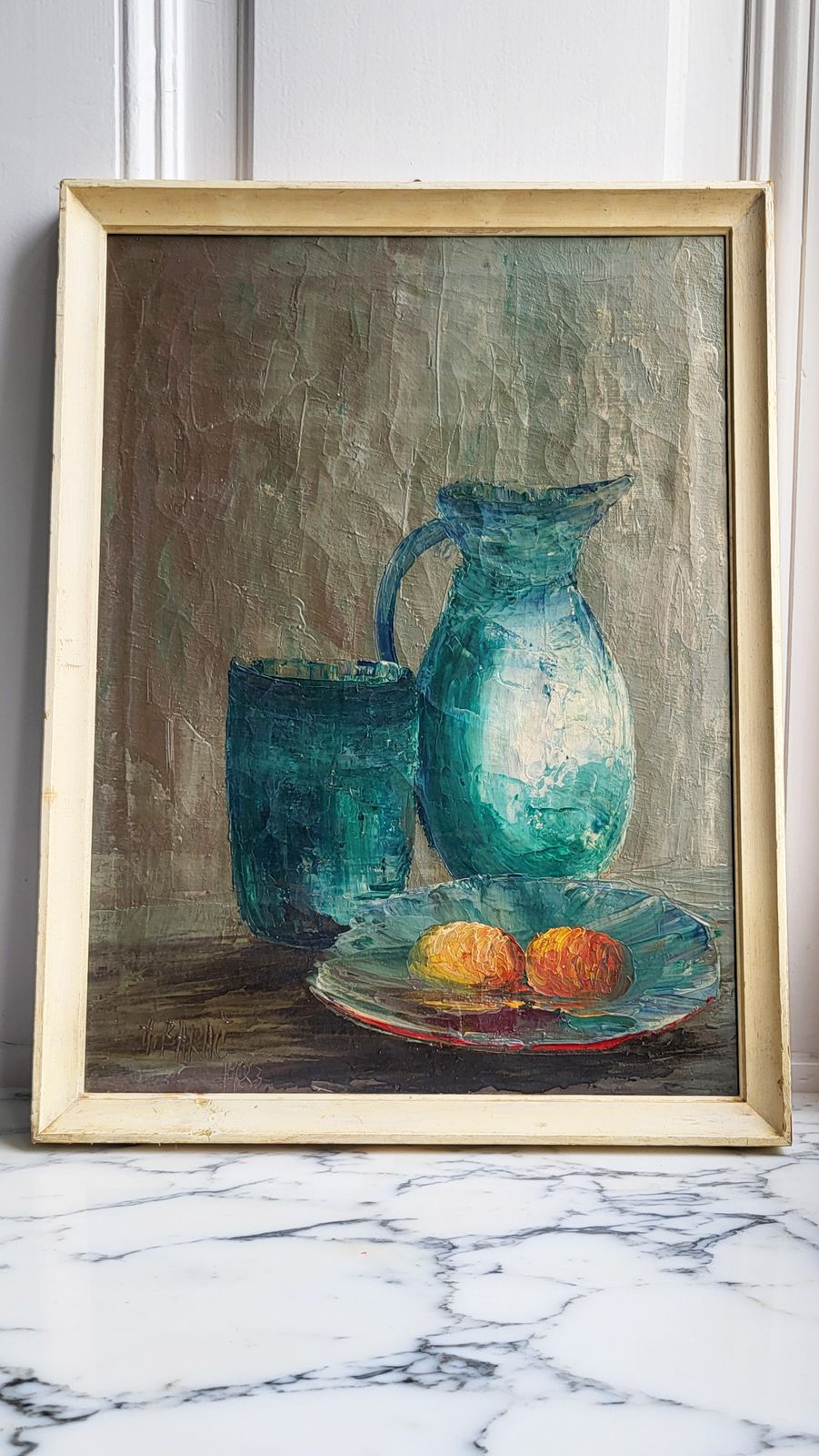 Framed Still Life Painting, Oil On Canvas, Signed, 1983