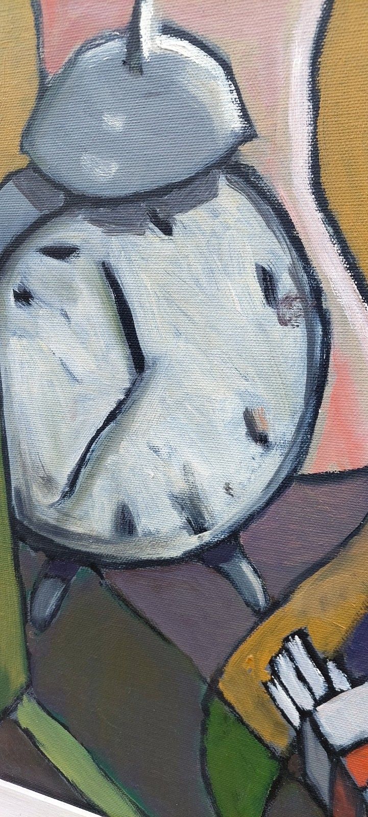 Oil Painting On Canvas Still Life With Alarm Clock "Franco Prayer (1924) 80x70 Cm photo vinterior