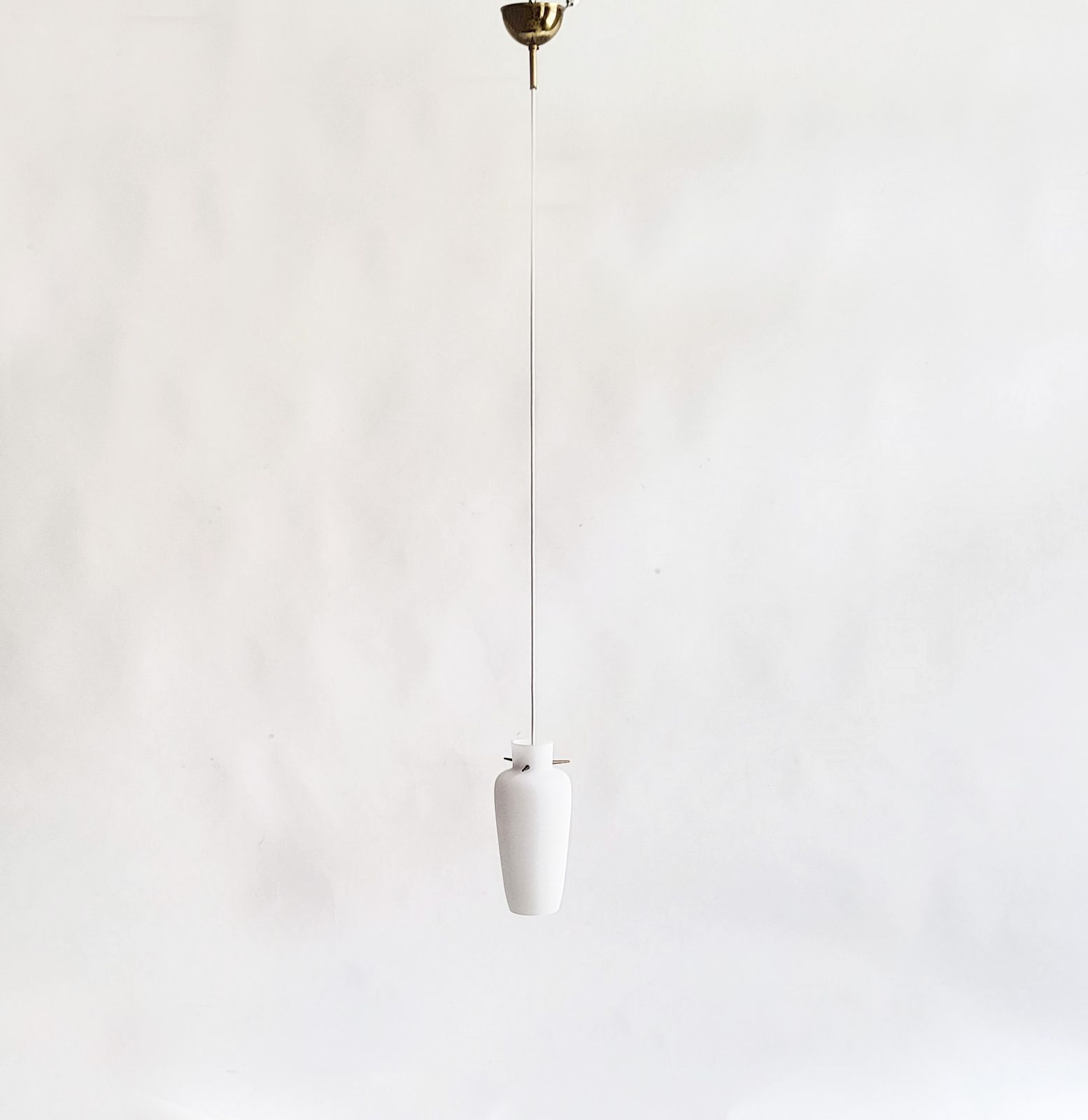 Mid Century Italian Glass & Brass Pendant, 1950s photo for sale