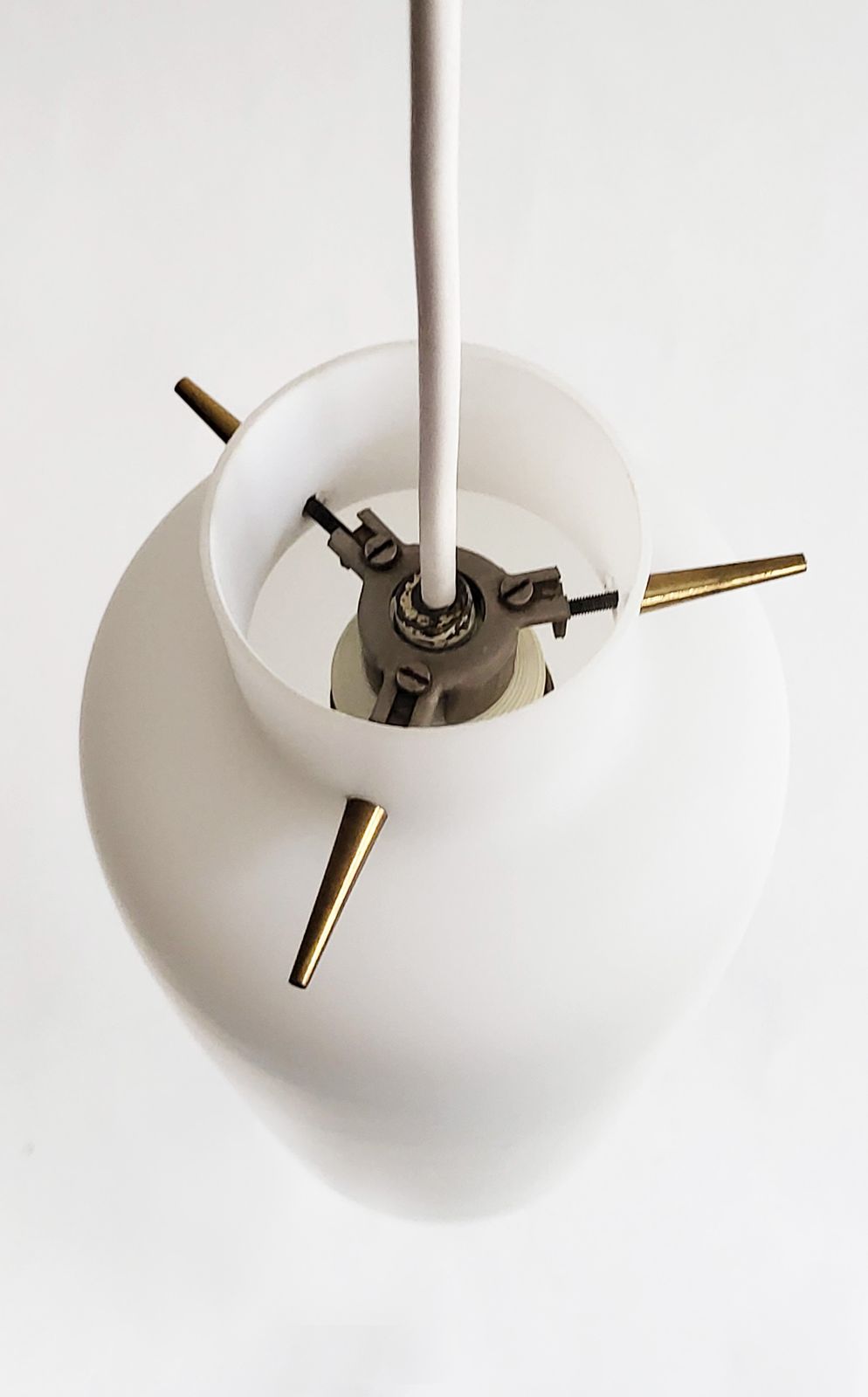 photo for sale Mid Century Italian Glass & Brass Pendant, 1950s