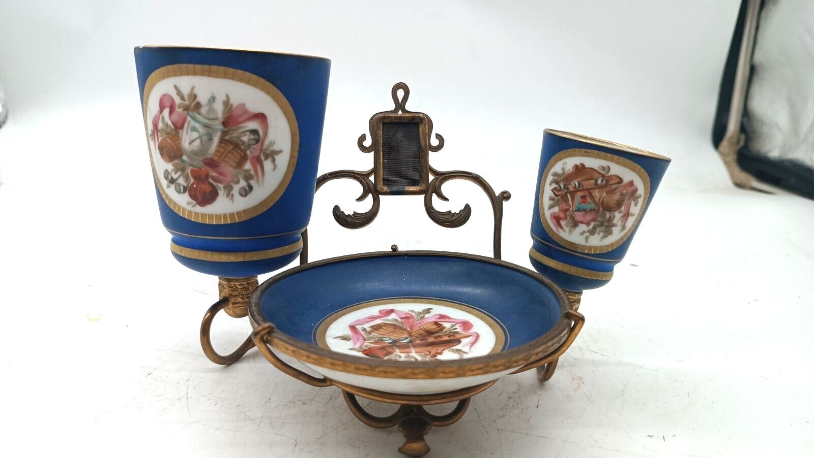 Antique Porcelain Cup Mug Plate Gilded Bronze Paris 19th Century photo furniture