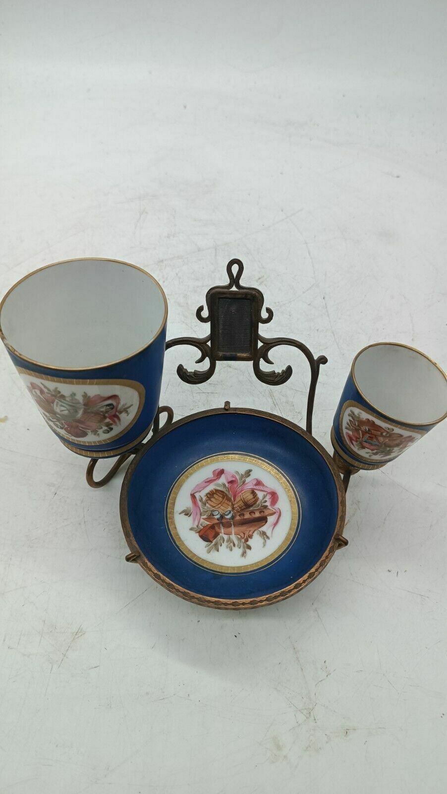 Antique Porcelain Cup Mug Plate Gilded Bronze Paris 19th Century photo Home Decor
