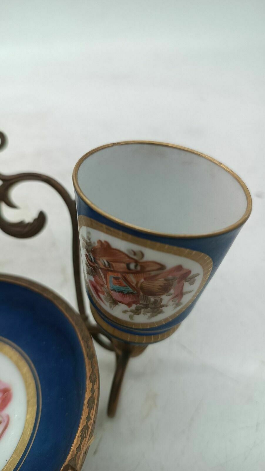 Antique Porcelain Cup Mug Plate Gilded Bronze Paris 19th Century photo buy