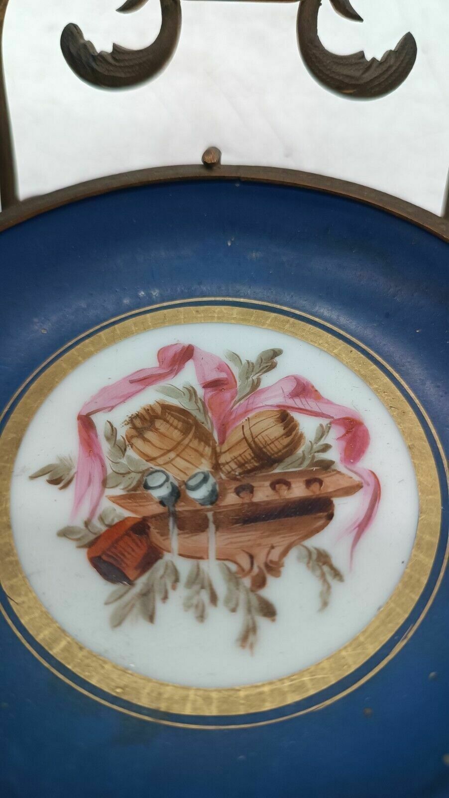 Antique Porcelain Cup Mug Plate Gilded Bronze Paris 19th Century photo vintage