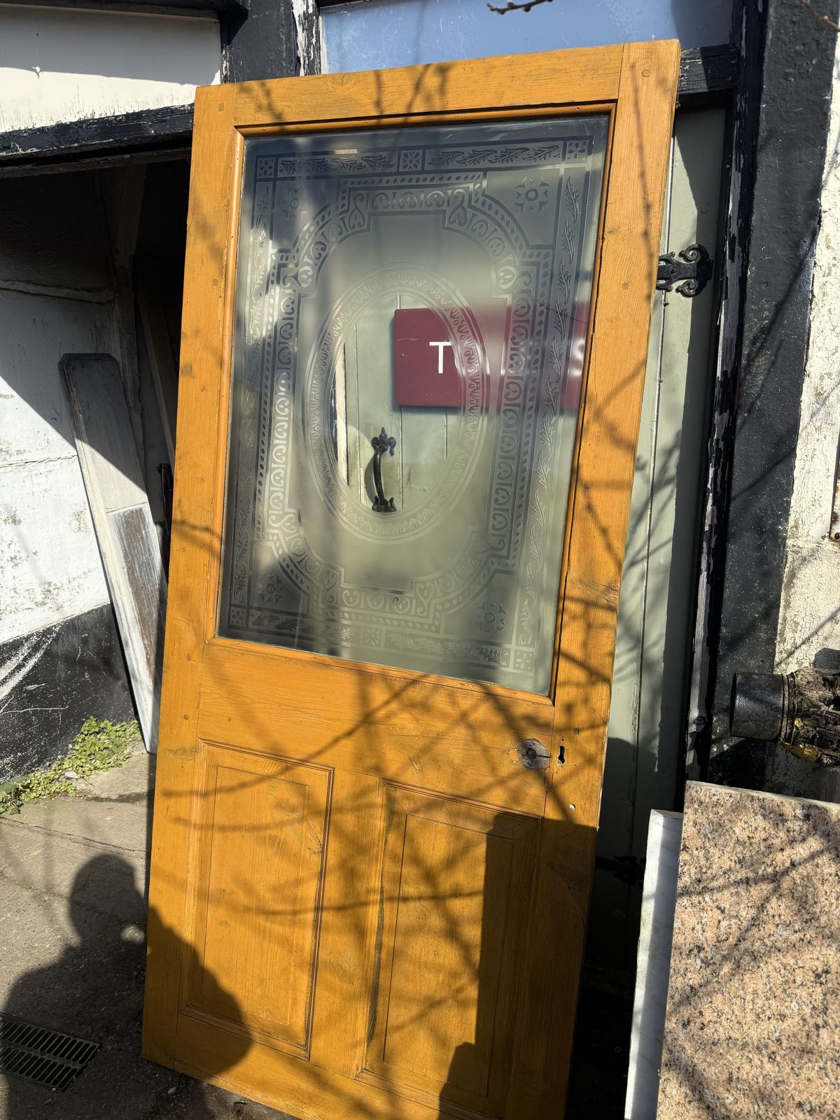 Victorian Acid Etched Glazed Pine Door