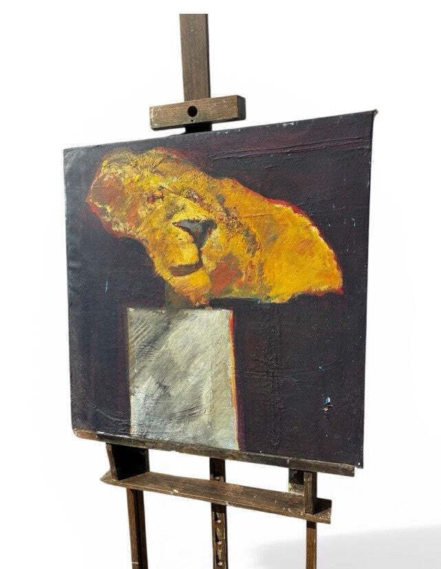 Original Lion Oil On Canvas By John W Mills