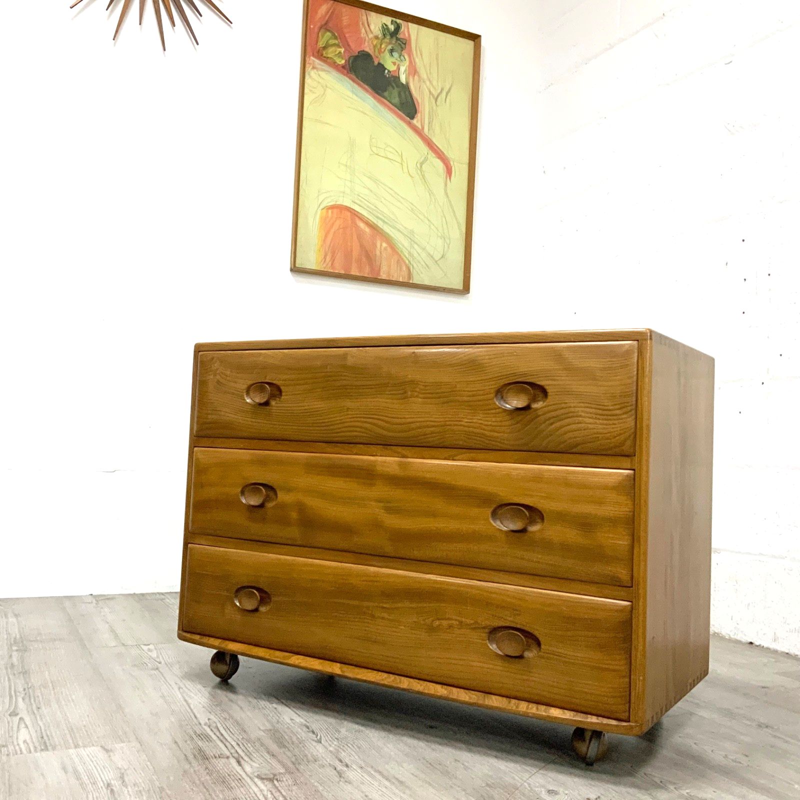 Ercol Blonde Windsor Model 412 Chest Of Drawers Solid Elm And Beech C1960s