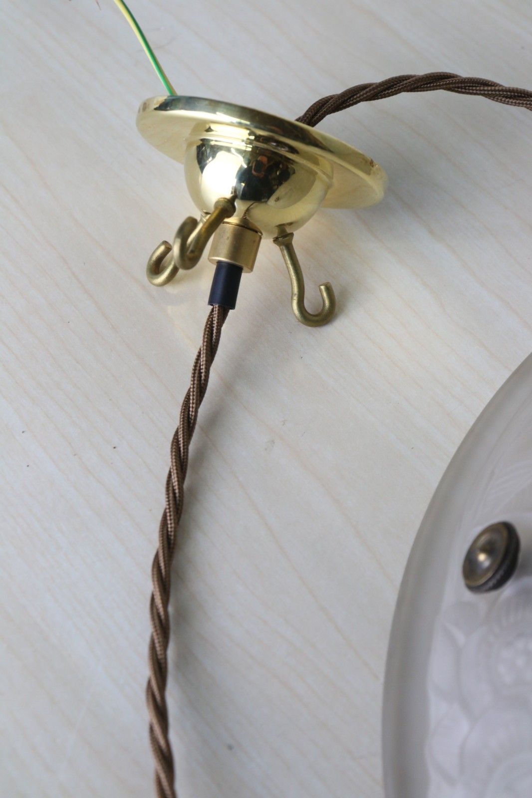 Lighting Ceiling Light Antique French Plaffonier M. Model Verdun Art Deco Frosted Glass photo