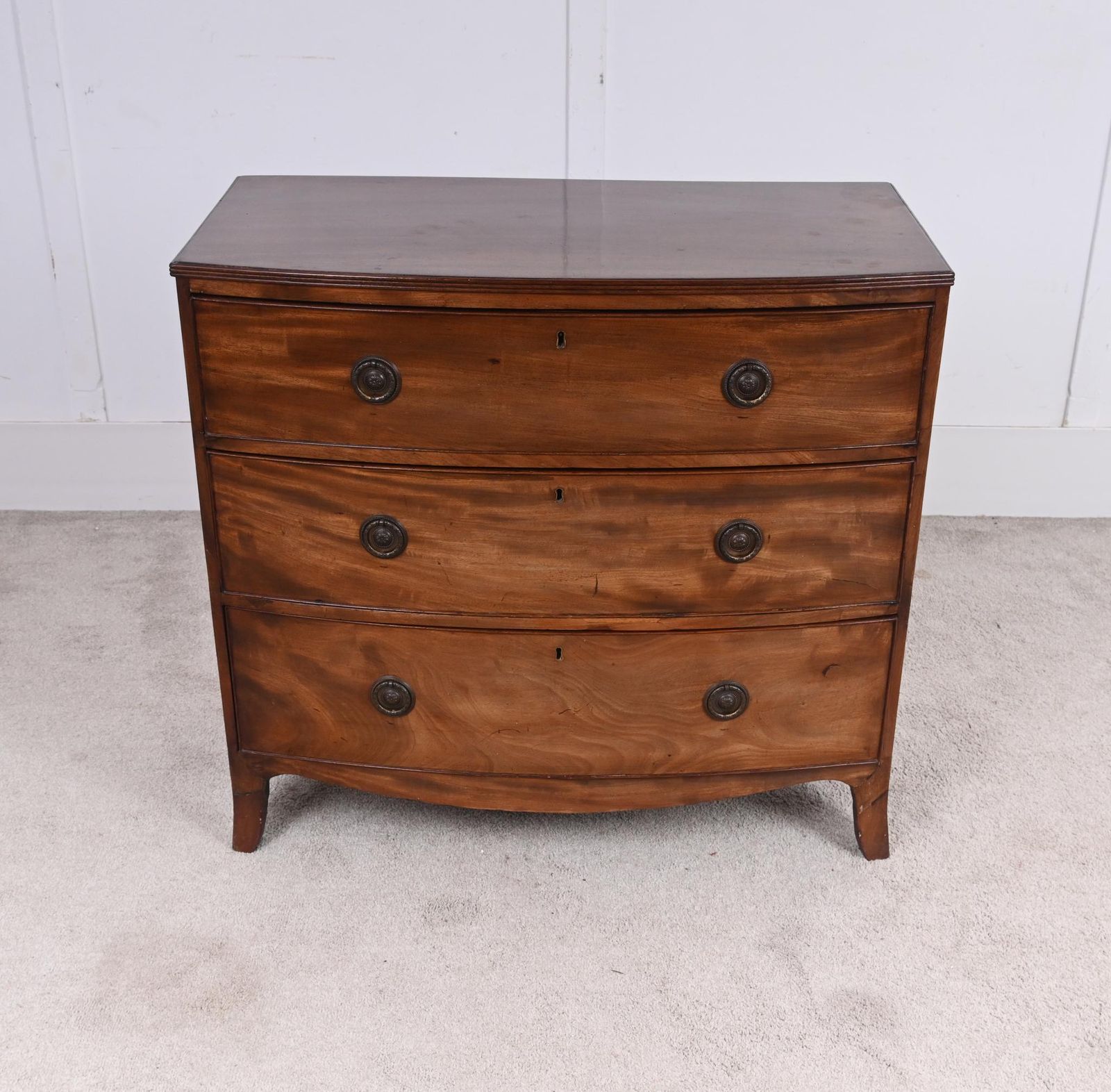 Georgian Mahogany Chest Drawers Bow Front 1820 photo for sale
