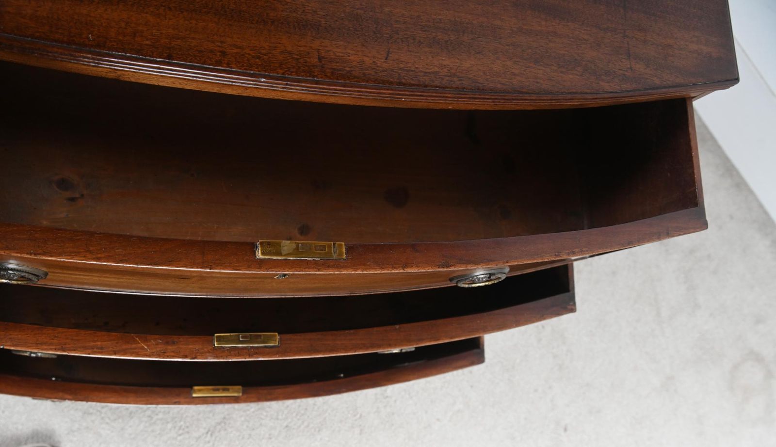 Georgian Mahogany Chest Drawers Bow Front 1820 photo vintage