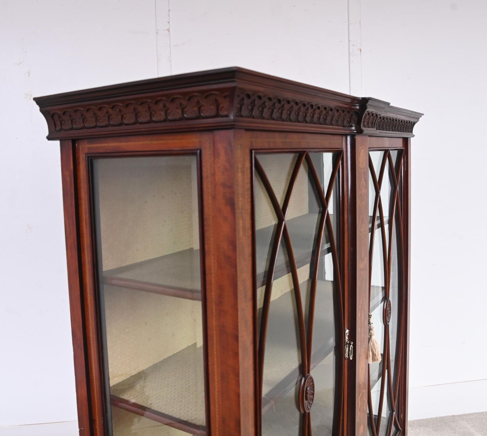 Edwardian Inlaid Mahogany Display Cabinet Glazed Doors Sheraton Revival photo buy