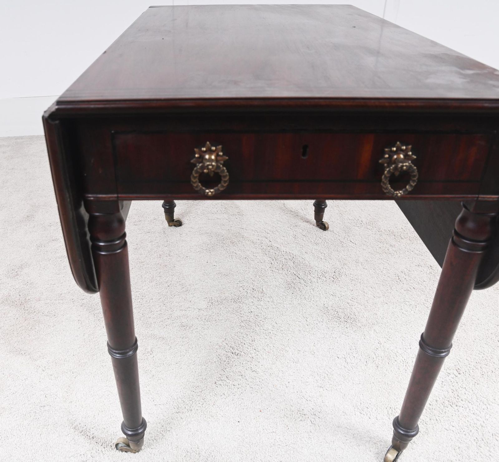 Georgian Mahogany Pembroke Table With Drawer And Drop Leaves 1810 photo for sale