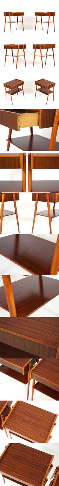 Pair Retro Vintage Bedside Tables Cabinets Drawers Mid Century Danish Teak 70s photo furniture