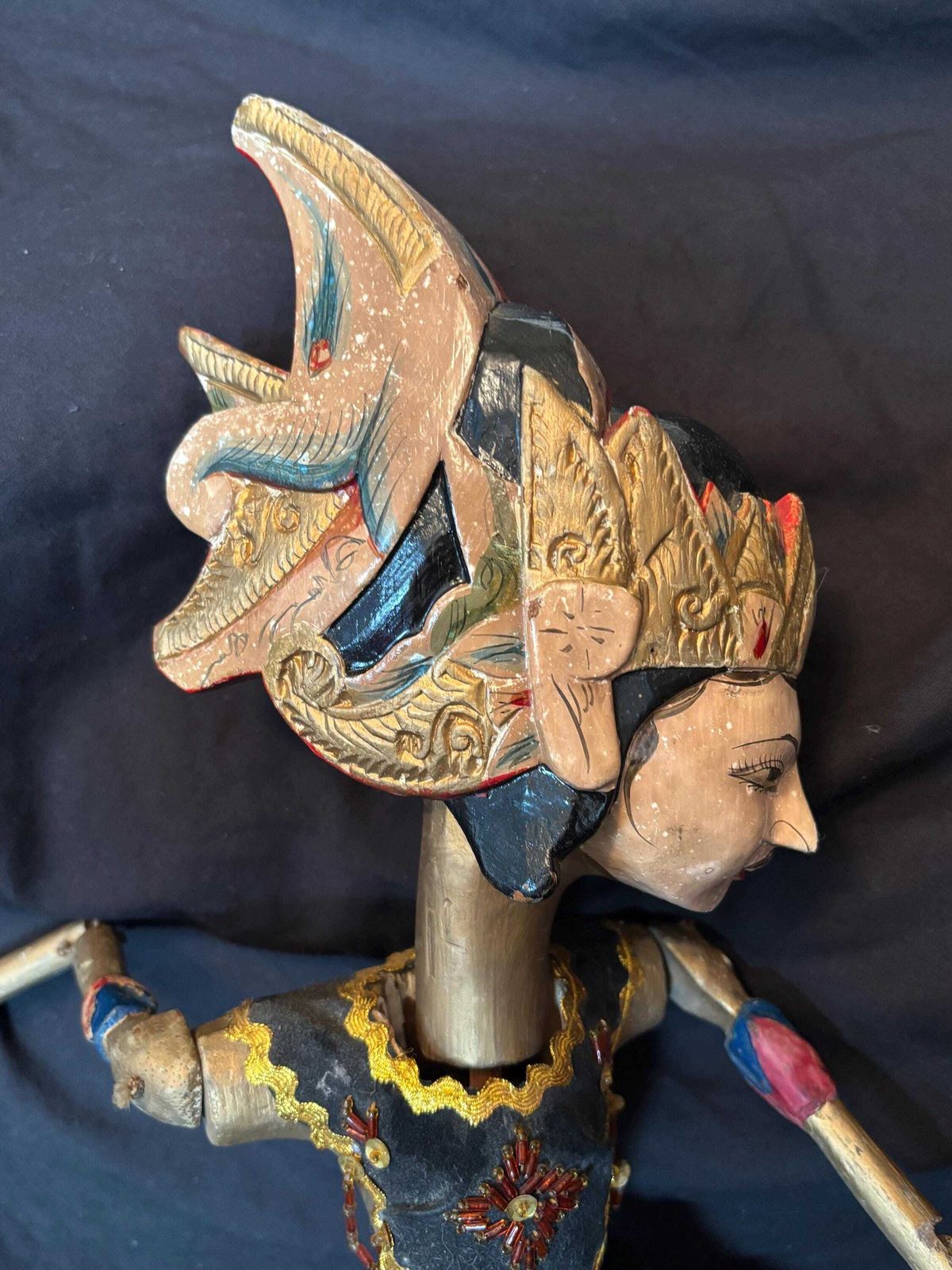 Vintage Wayang Golek Puppet Wooden Hand Carved & Hand Painted Indonesian photo Home Decor