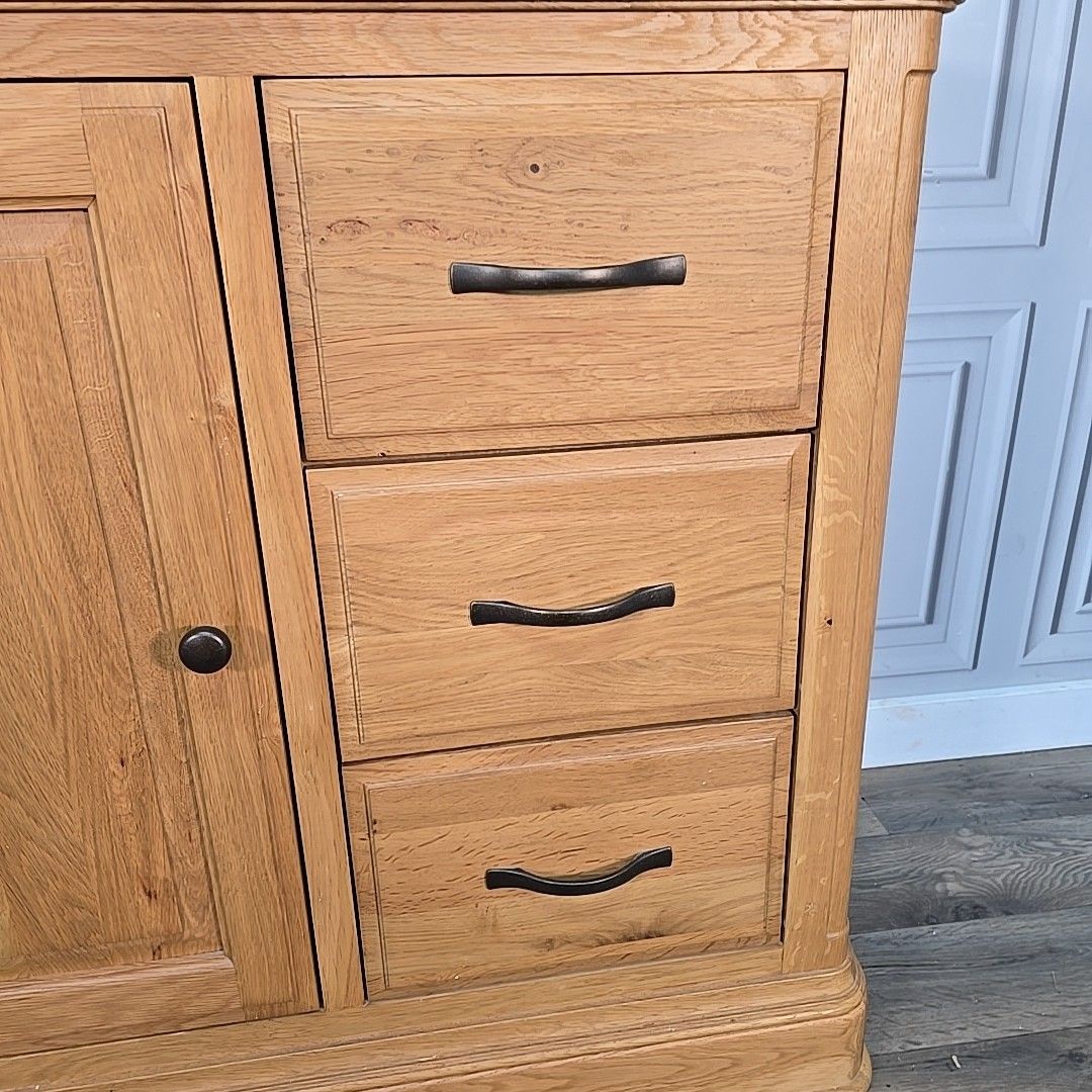 Furniture Rustic Storage Cabinet Solid Wood Oak Furniture Land Cupboard & 3 Drawers photo
