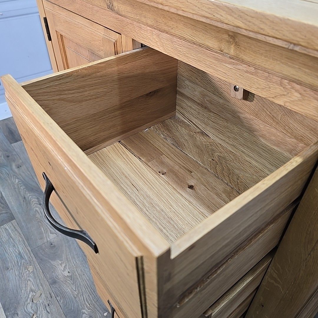 photo buy Rustic Storage Cabinet Solid Wood Oak Furniture Land Cupboard & 3 Drawers