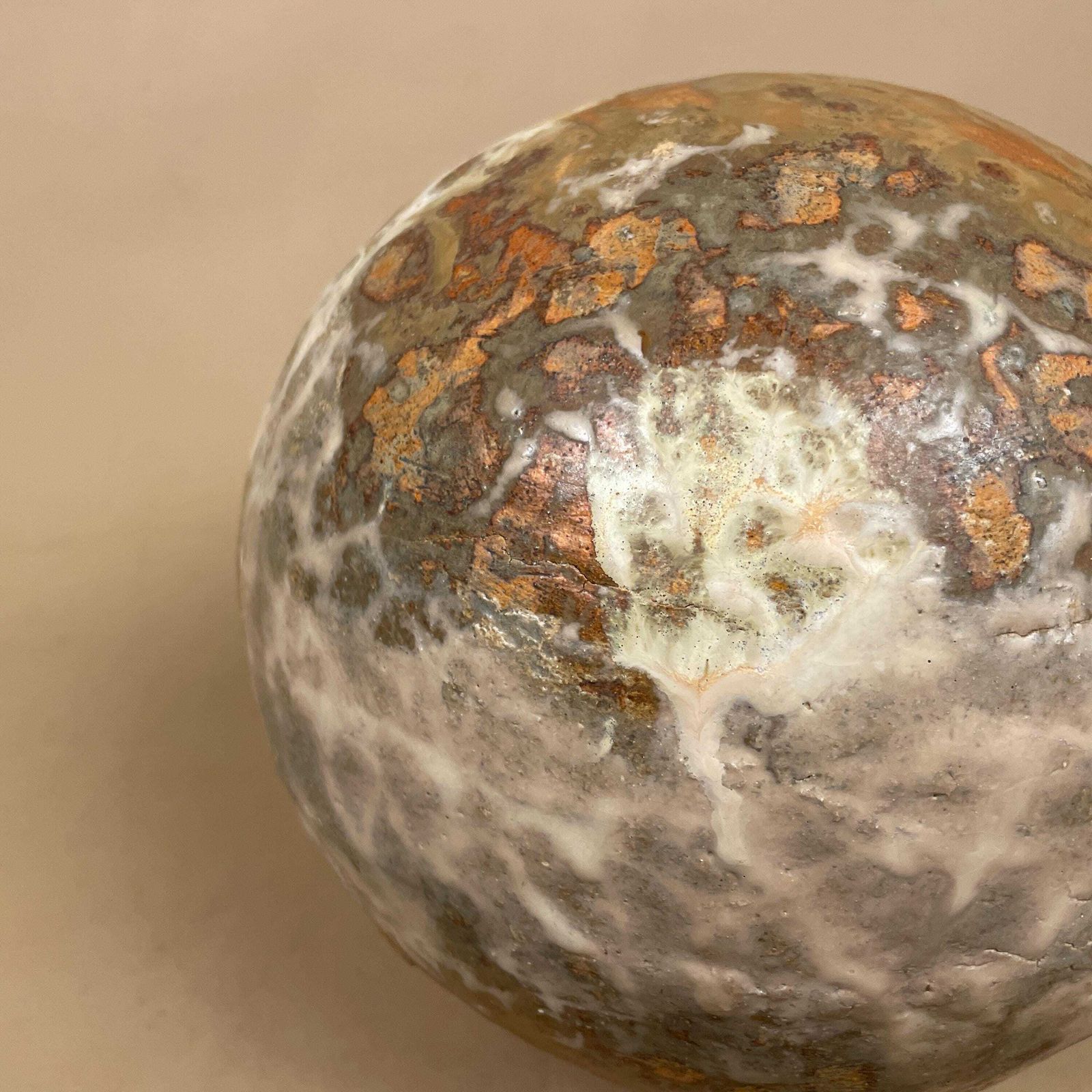 Vintage Ceramic Ball Glazed Decorative Round Ball Display Ornament Abstract Brown Beige Glaze Statue Sculpture Circle Moon photo buy