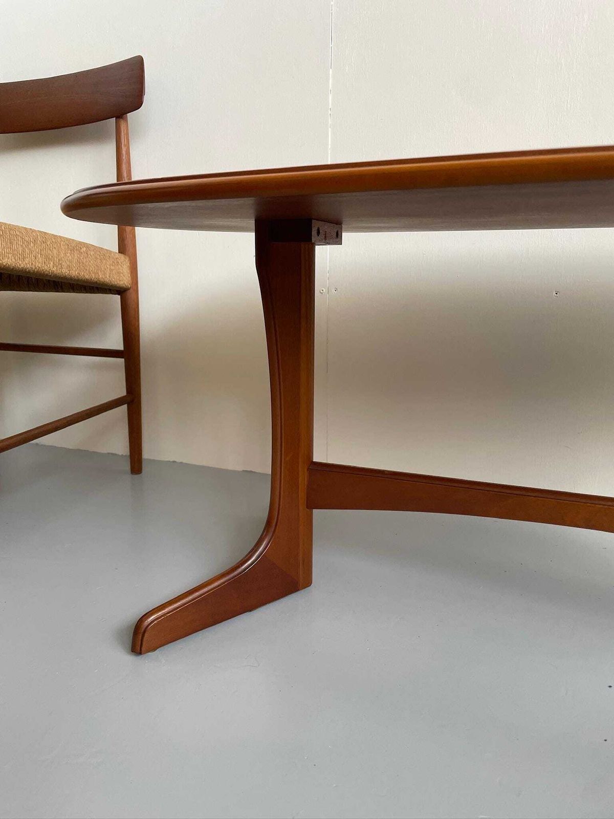 Vintage Oval Wooden Coffee Table With Curved Legs Mid Century Scandi Style photo buy