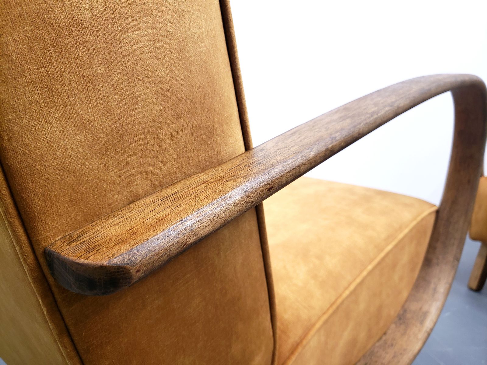 Set Of Two   1930 Jindrich Halabala Bentwood Armchairs In Rust Brown Velvet photo furniture