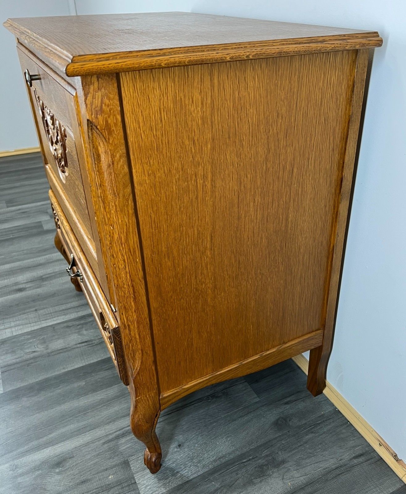 Cabinet Vintage French Louis XIV Style Drop Front Oak Carved Sideboard Lot 1812 photo buy