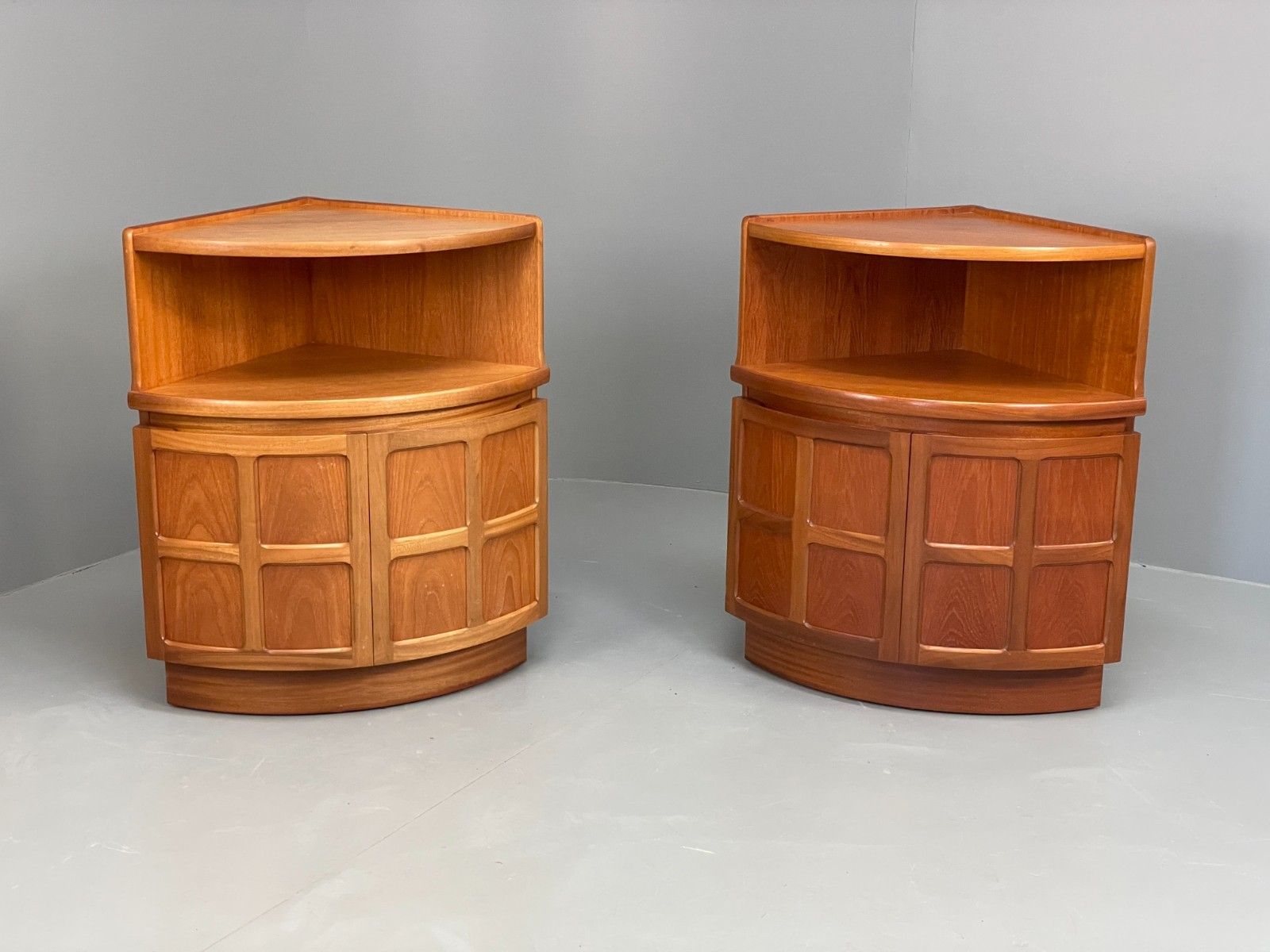 Vintage Nathan Bedside Cabinets Corner Units Pair Squares Retro Eb11675 Mwoo photo furniture