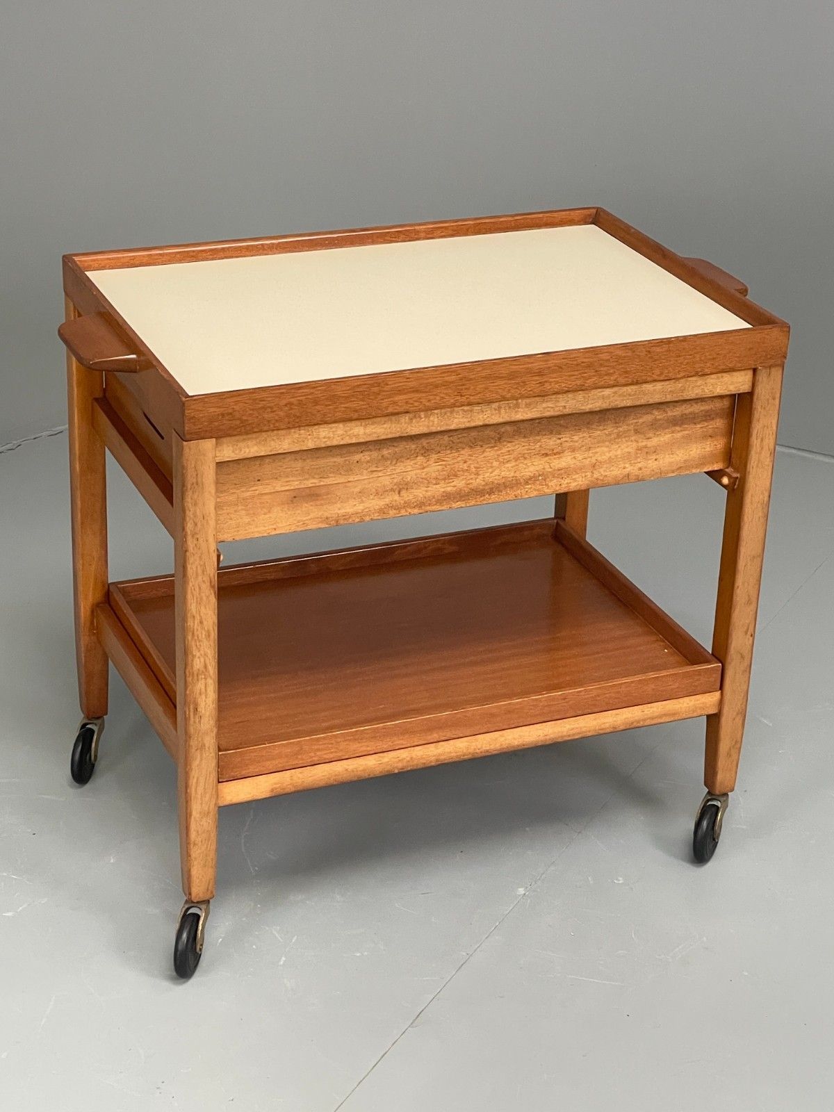 Vintage 1960s Serving Trolley Danish Formica Top Retro Adjustable Eb11694 Mwoo