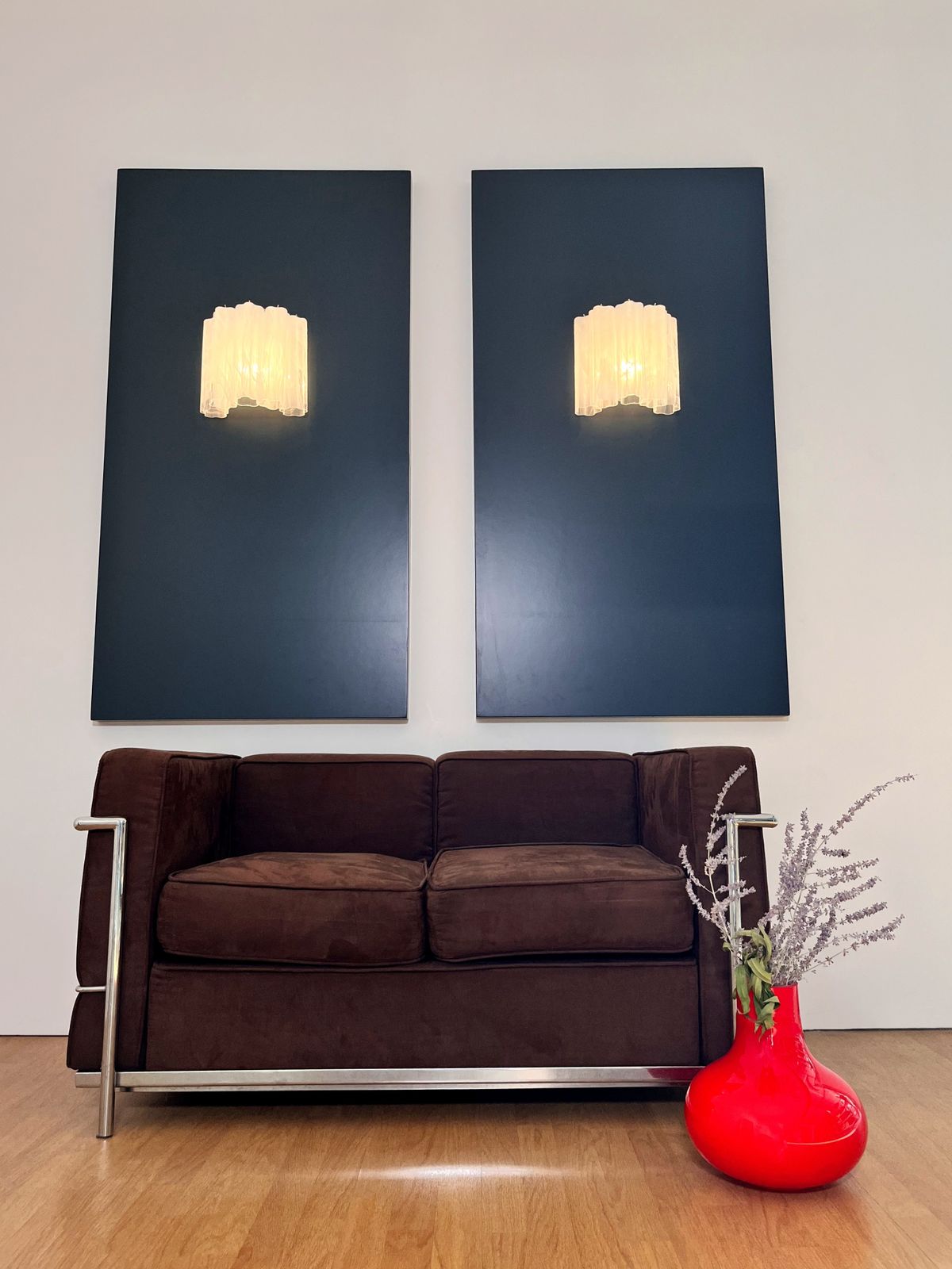 photo buy Fantastic Pair Of Murano Glass Tube Wall Sconces   5 White Alabaster Glass Tube