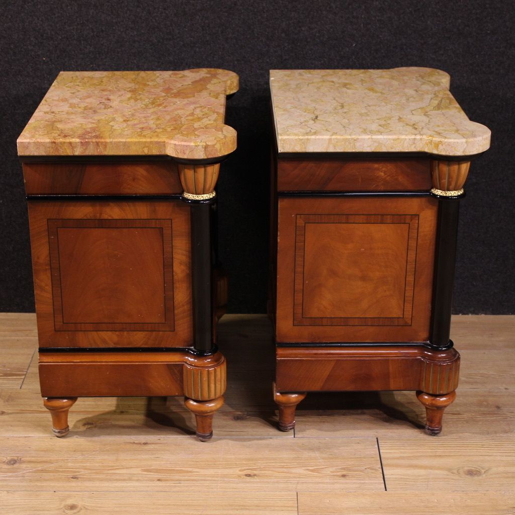 Pair Of 20th Century Italian Bedside Tables With Marble Top photo 1850.0