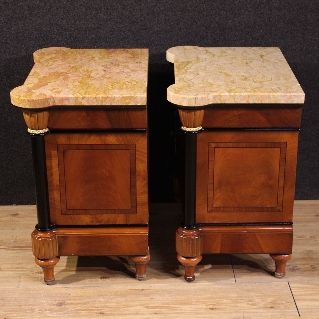 Pair Of 20th Century Italian Bedside Tables With Marble Top photo buy