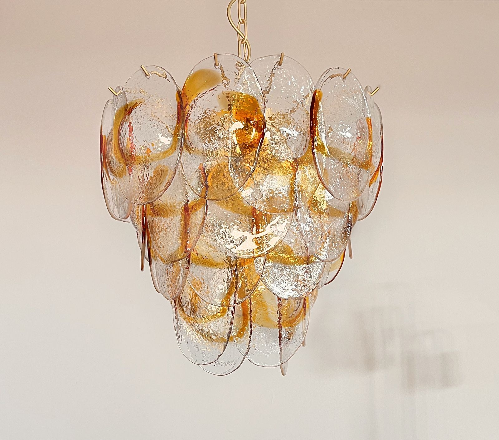 Murano Chandelier By Mazzega   41 Clear And  Amber Glasses photo buy