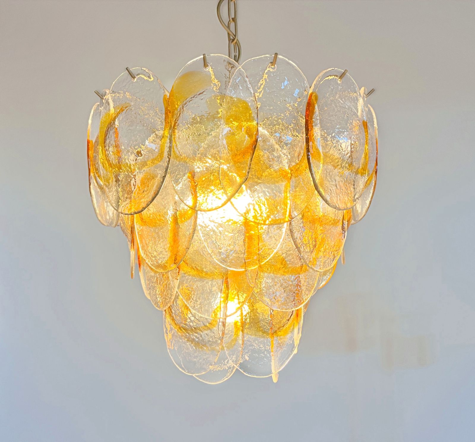 photo vintage Murano Chandelier By Mazzega   41 Clear And  Amber Glasses