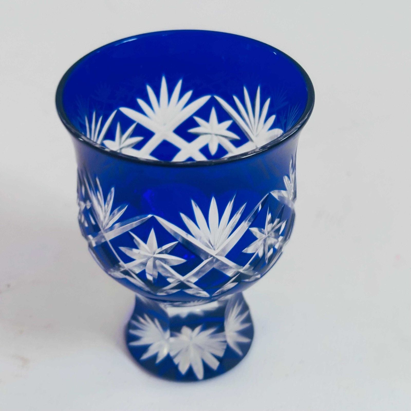 Edo Kiriko Cobalt Blue Crystal Sake Cup – Mid Century Hoshi Star Motif