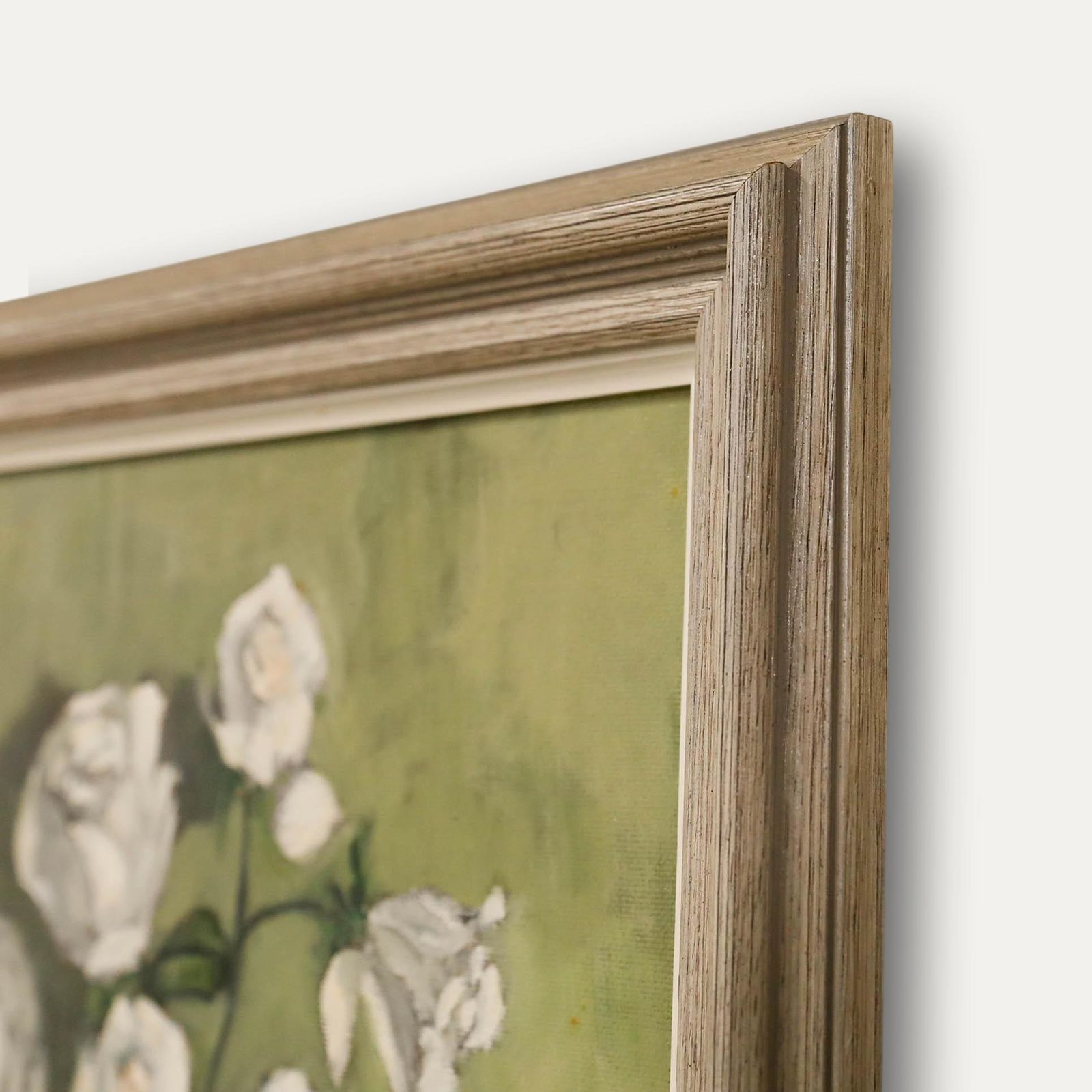 Kerina Behr Framed Contemporary Oil, White Roses In A Vase photo 250.0